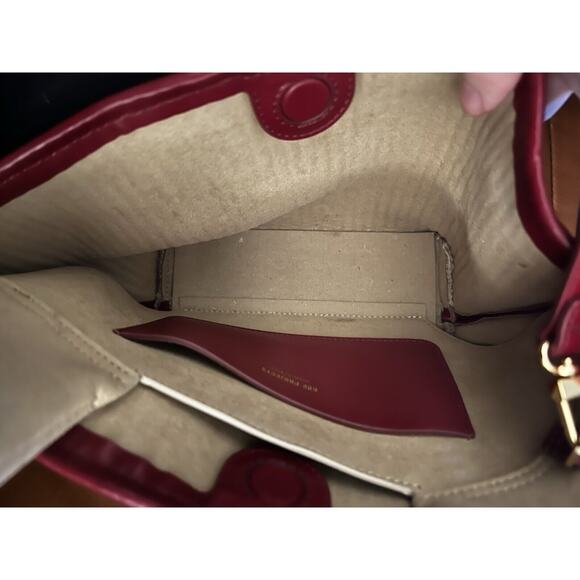 Ree Projects Mini Ann Top-Handle Tote Crossbody- Neutrals Tan Burgundy - Picture 5 of 5